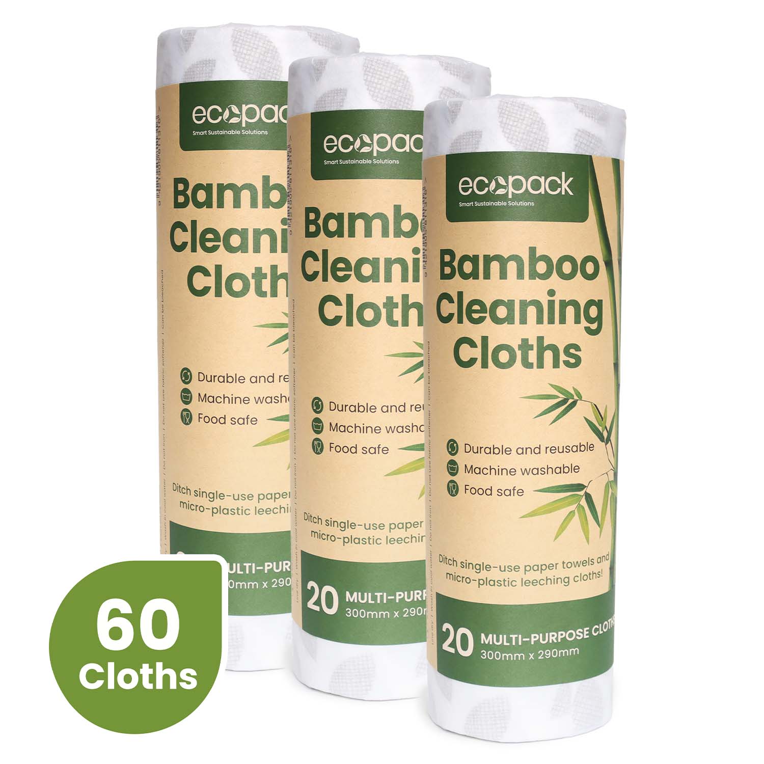 Ecopack Bamboo Cleaning Cloths 3 Rolls