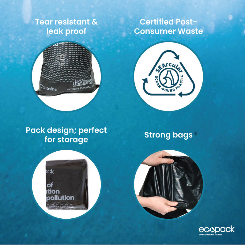 Ecopack Black Recycled  Bin Liners Features