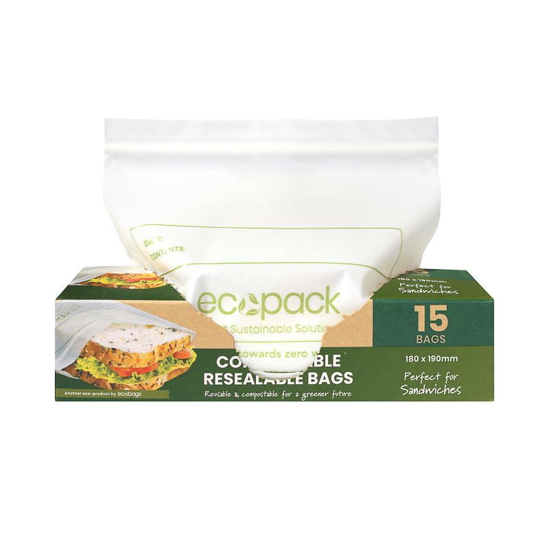 Resealable Compostable zip-lock Bags Sandwich Size Ecopack AU