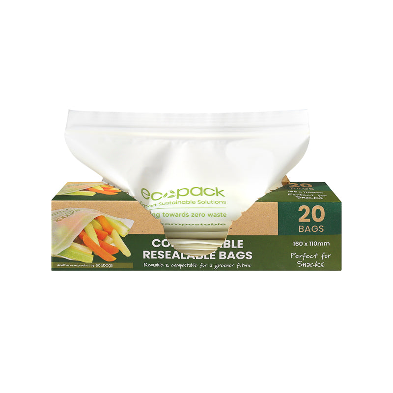 ED-2601 Compostable Resealable Snack Bags - zip-lock bags