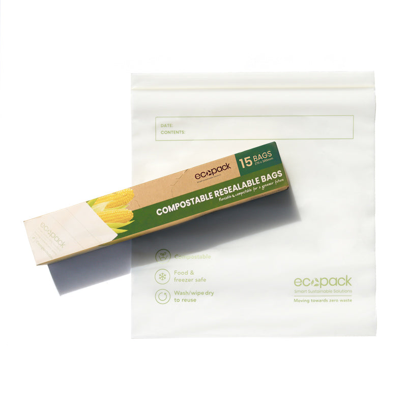 Ecopack Compostable Resealable Storage Bags (1 Box/ 15 Bags)