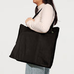 Model Carrying Ecobags Black Calico Tote Bags With Gusset