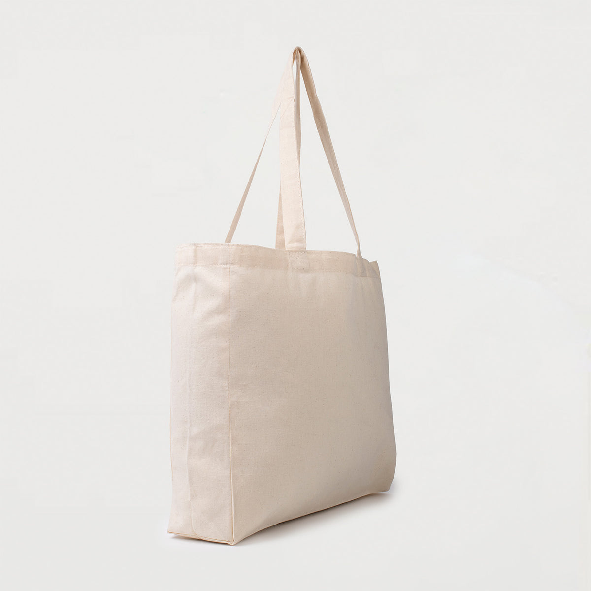 Ecobags natural cotton calico tote bag angled view