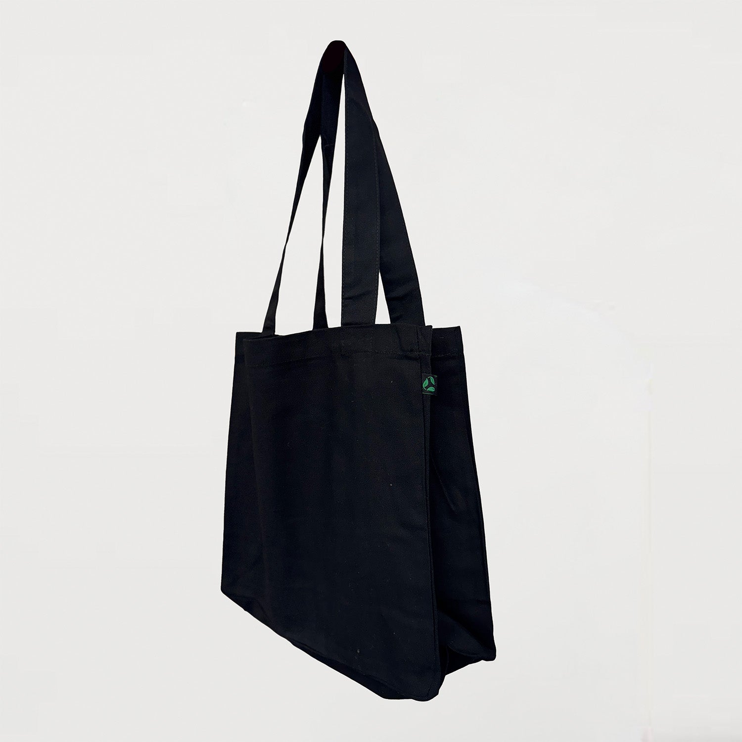 Ecobags Certified Organic Canvas Black Tote Bag with Gusset Quarter View