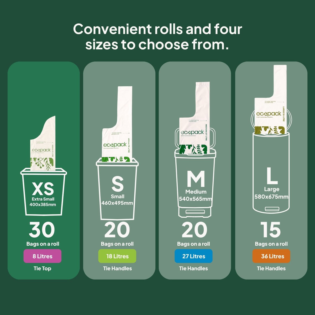 Ecopack Compostable Bin Liners Different Sizes (XS)