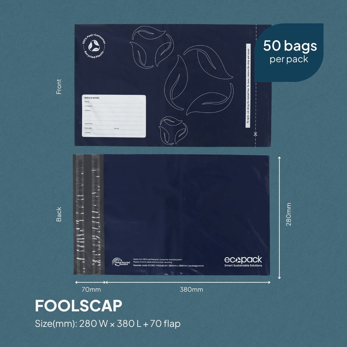 Ecopack foolscap recycled mailing satchel size