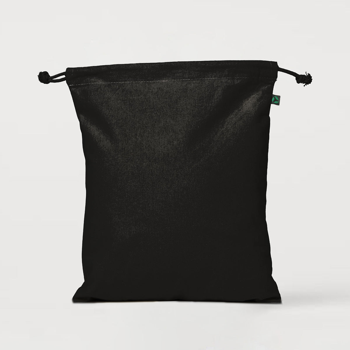 Ecobags Large Black Cotton Calico Drawstring Tote Bag
