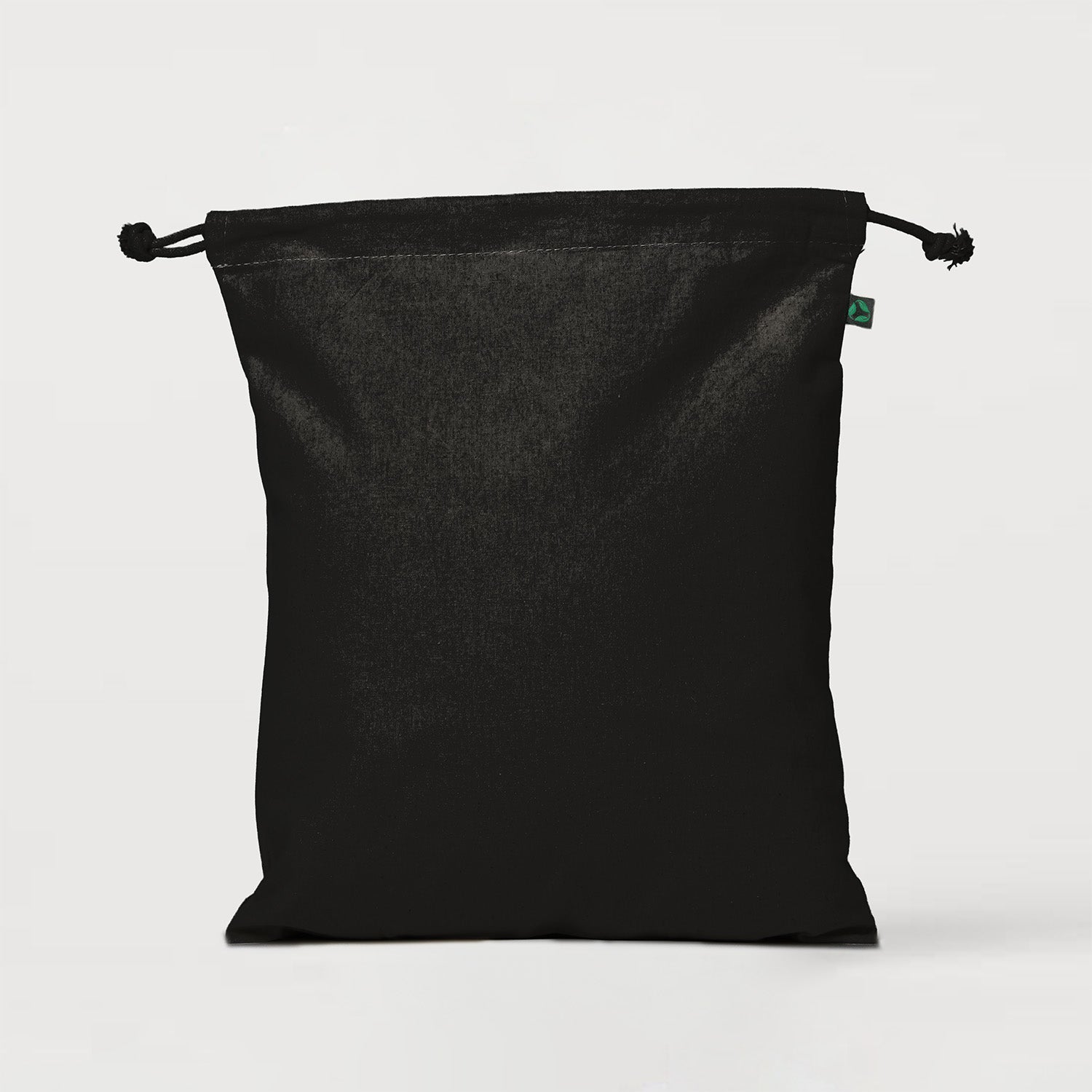 Ecobags Large Black Cotton Calico Drawstring Tote Bag