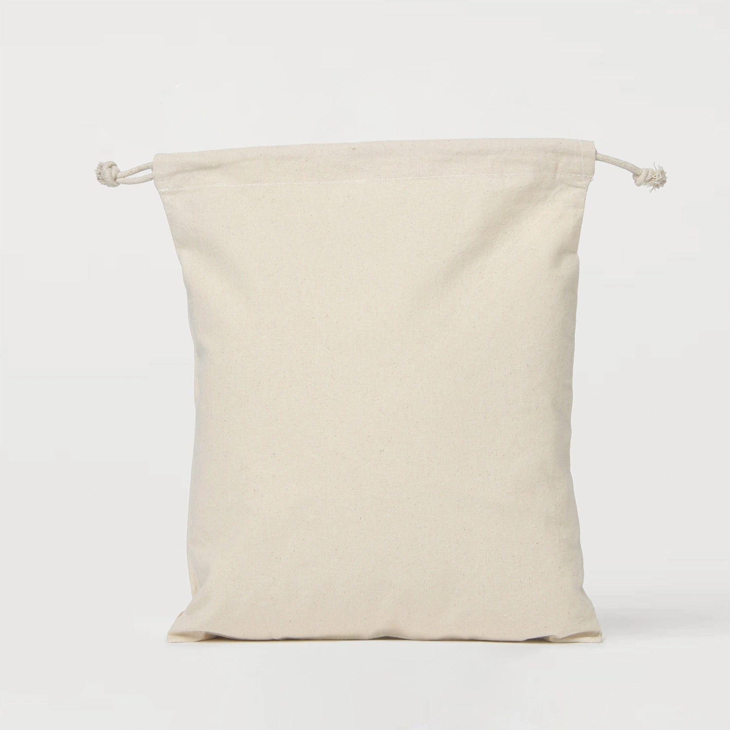 Large Drawstring Tote Bag Natural Cotton Calico