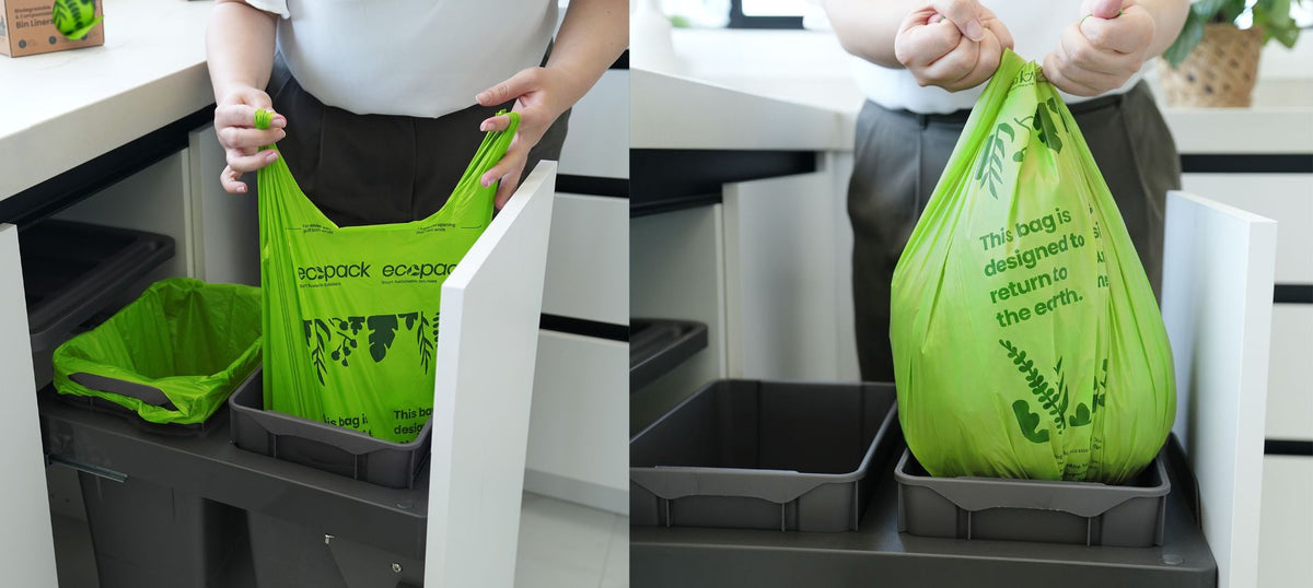 Ecopack lime green compostable bin liners 