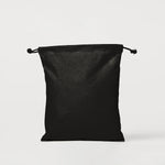 Medium Black Drawstring Calico Cotton Tote Bag