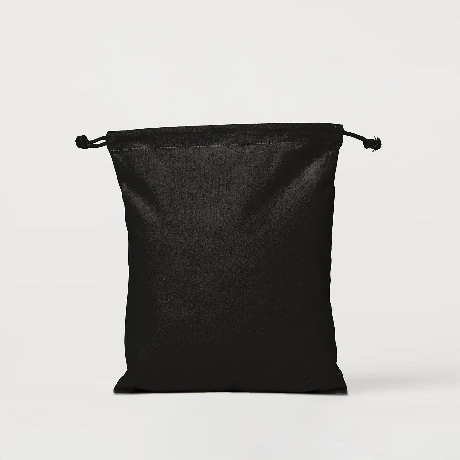 Medium Black Drawstring Calico Cotton Tote Bag