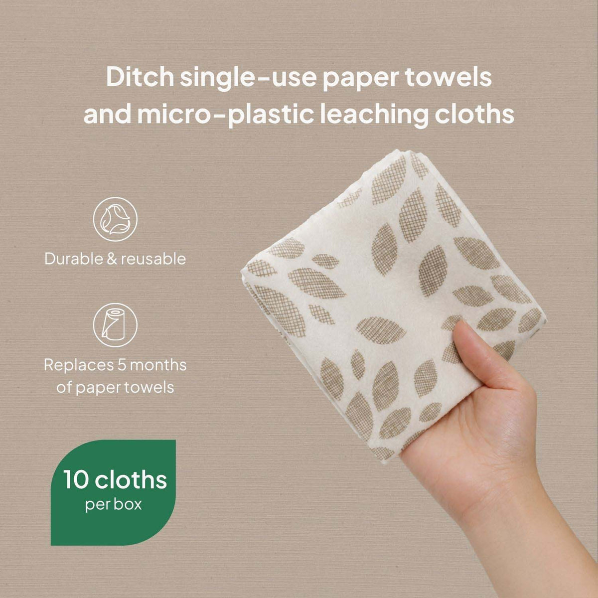 Ecopack multi-purpose bamboo cleaning cloths 10 per box 