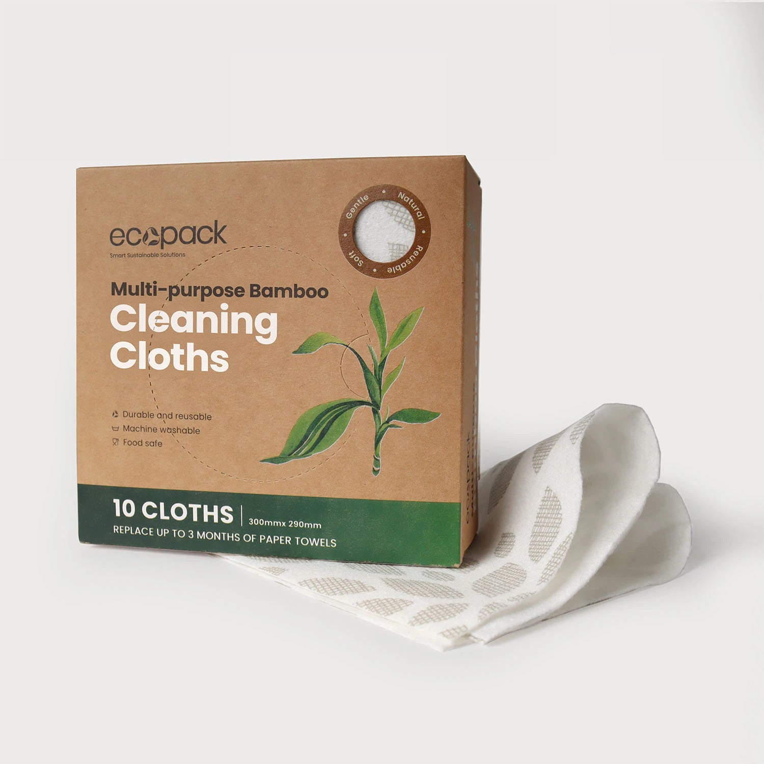 Ecopack Multi-purpose Bamboo Cleaning Cloths Dispenser Box Side View