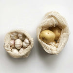 Ecopack Organic Cotton String Bags in Use - Set of 2 (Small & Large) 