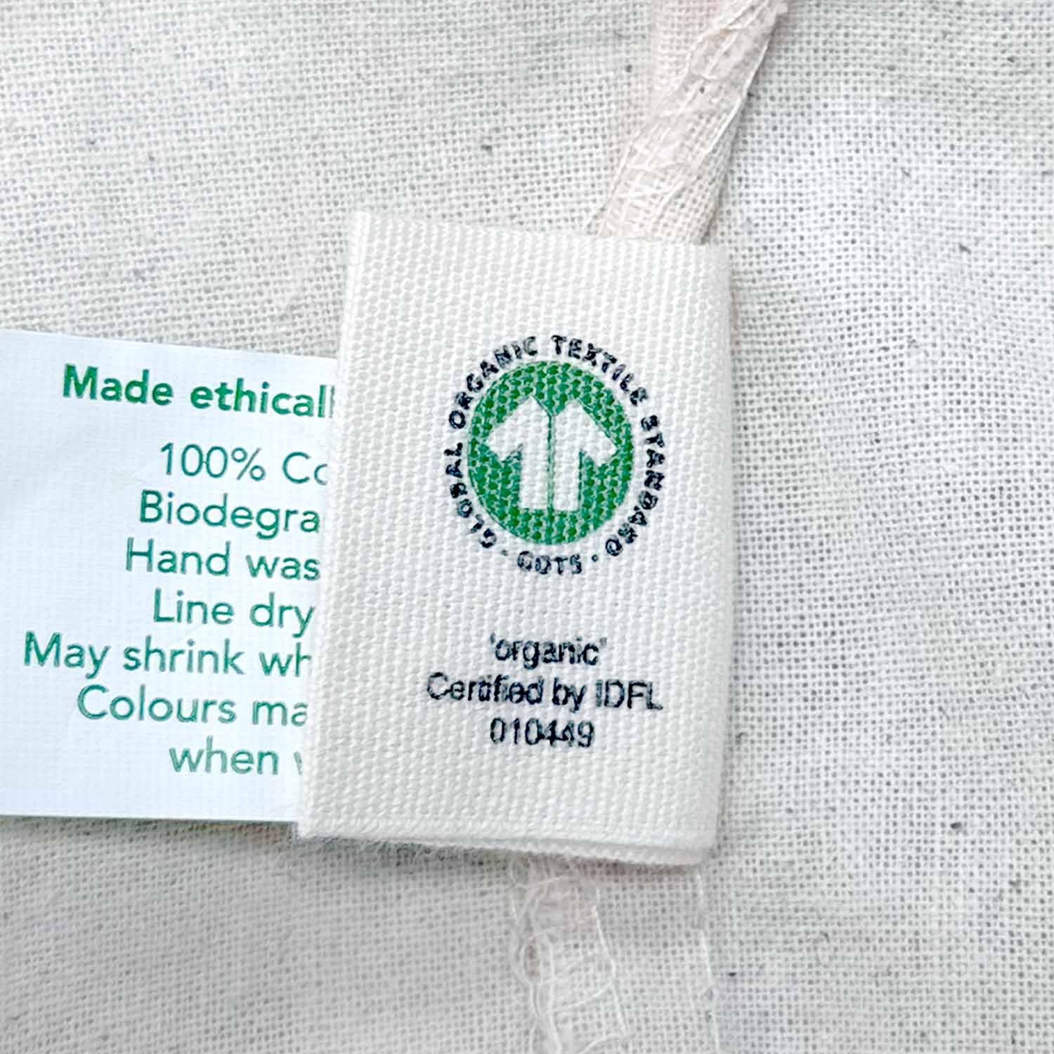 Certified Organic Cotton Tote Bags Label