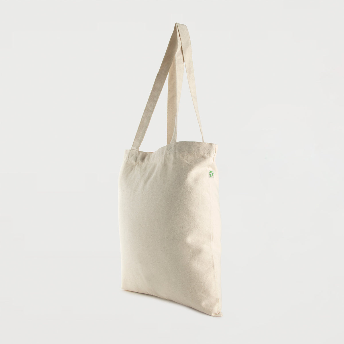 Ecobags promotional tote bag natural canvas side view