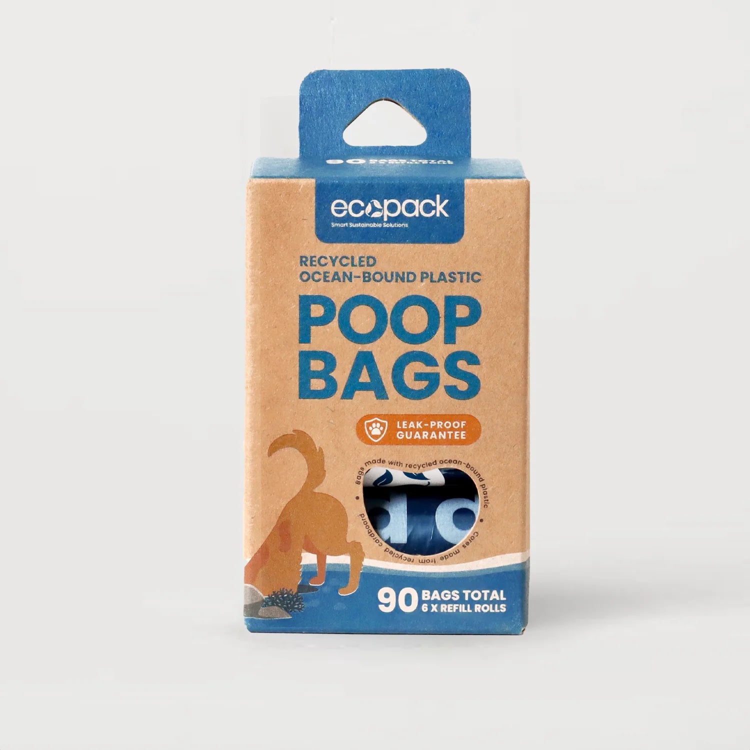 Ecopack recycled plastic dog poop bags 90 bags in a box